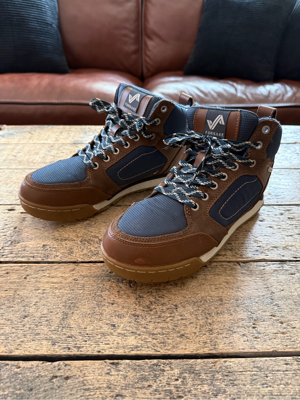 Men's Brown & Navy High-Top Sneakers